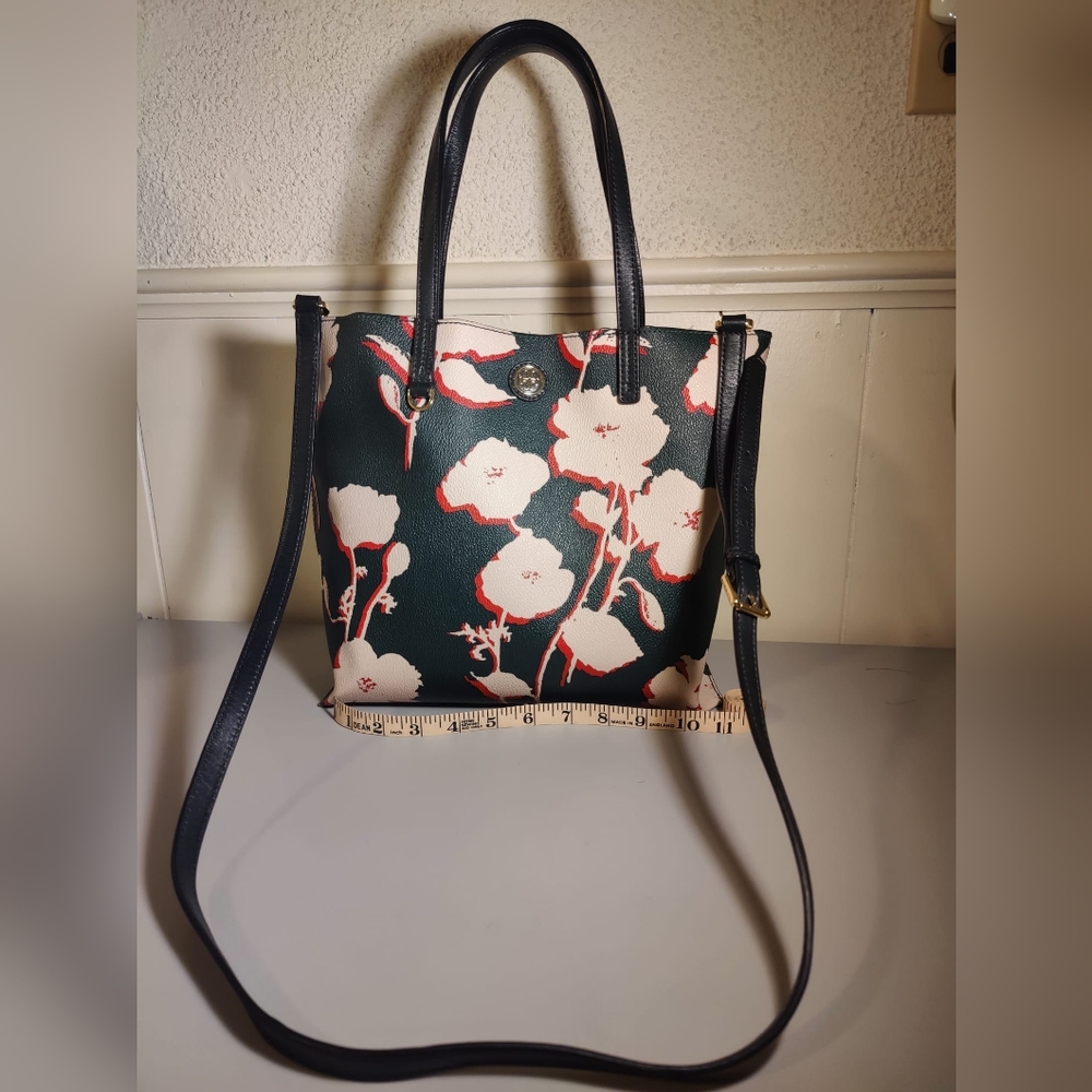 Vintage Tory Burch York Buckle Tote Flower Print Canvas
